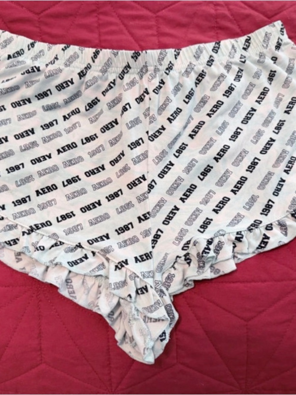 Aéropostale All-Over Logo Print Lounge Shorts White/Grey Size M/M